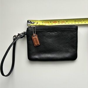 Coach Black Leather Wristlet with Brown Tag